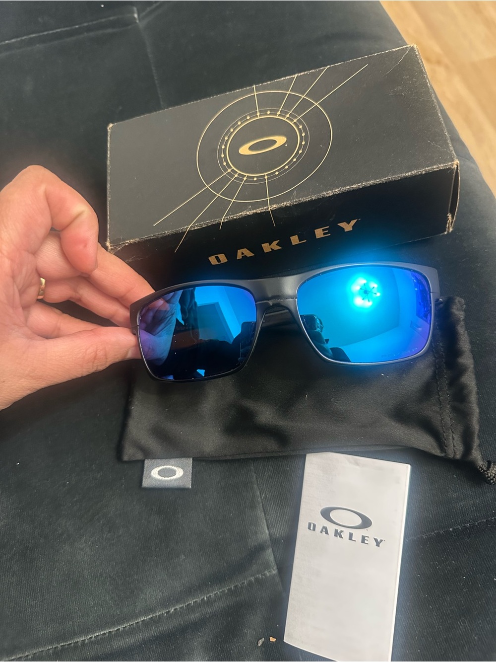 Oakley Men’s Prism Polarized Blue Lens Sunglasses - Black Frame